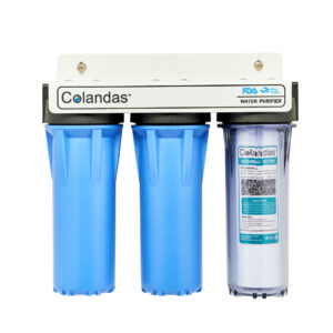 เครื่องกรองน้ำโคลันดาส 3 ขั้นตอน (กระบอกทึบ 2 ใส 1ไส้ GAC 4 หุน)
